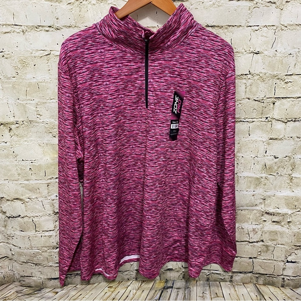 NWT Zone Pro Pink Black Athletic Half Zip Pullover